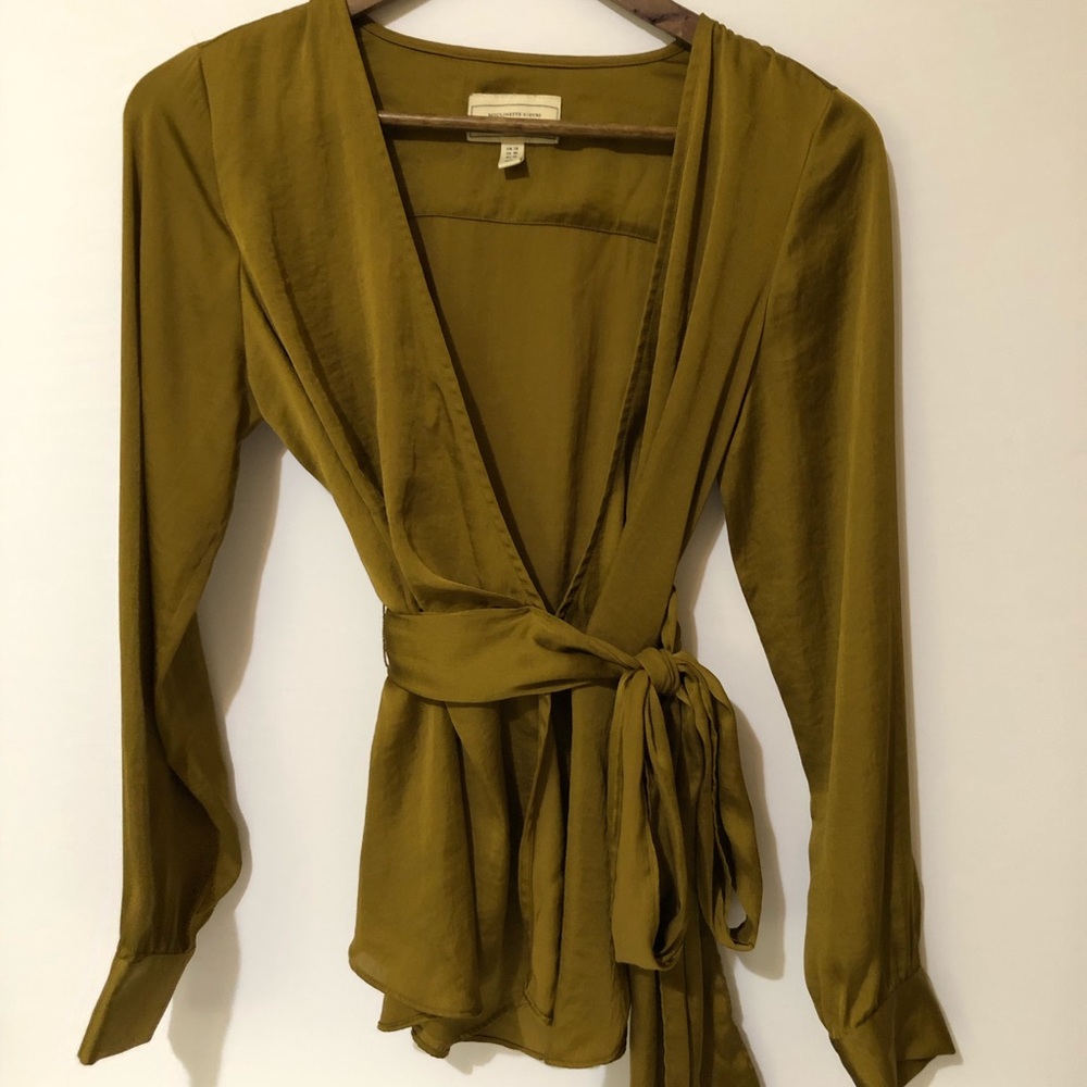 Olive Wrap Blouse